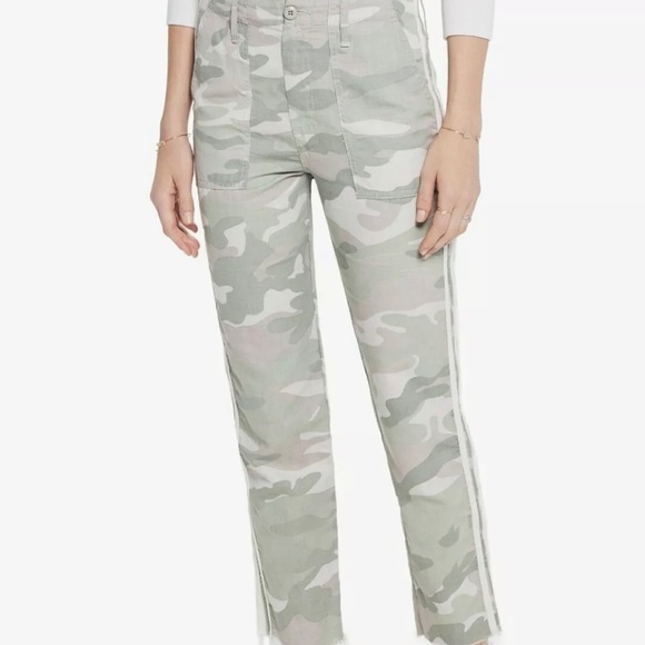 NEW MOTHER camouflage the shaker chop crop fray pants US 25 - Picture 2 of 9